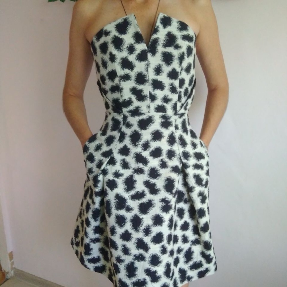 Reiss Monochrome Strapless Dress